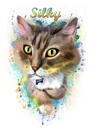 Přírodní akvarel kočka portrét z fotografií