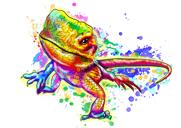 Caricature de lézard caméléon reptile à l'aquarelle