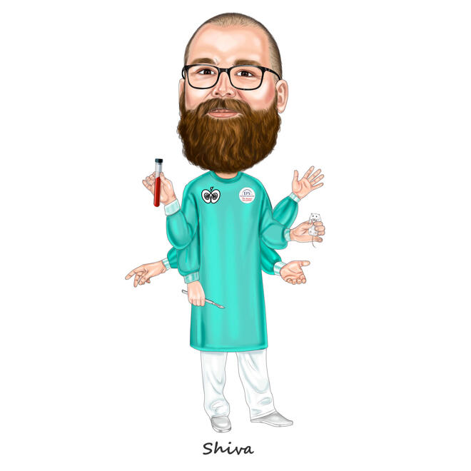 Caricatura medico desenho digital