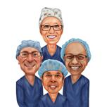 Group of Doctor and Nurses Drawing