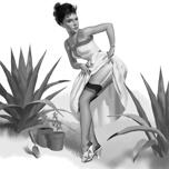 رسم صورة كرتونية دبوسية مخصصة بأسلوب أبيض وأسود