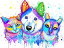 Hund+och+katt+akvarellm%C3%A5lning