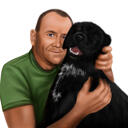 Владелец с домашним животным Реалистичный портрет в цветном цифровом стиле из фотографий