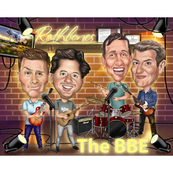 Caricatura personalizada de banda de música a partir de fotos