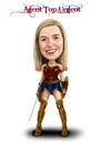 Full Body Superhero Lady Caricature för kvinnodagspresent