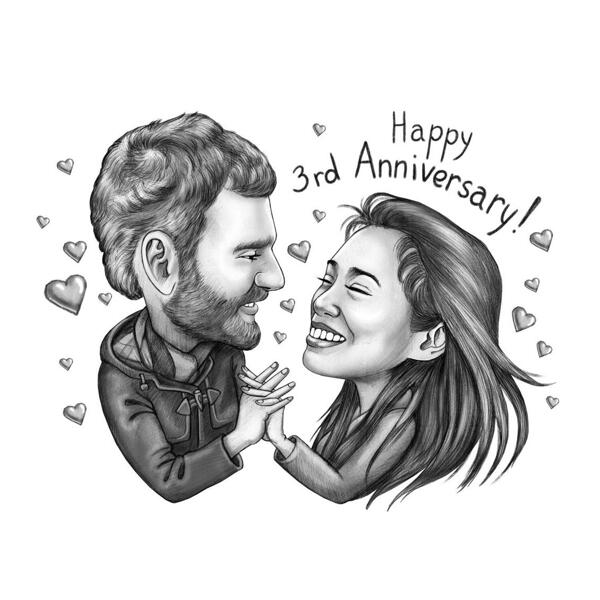 Happy Anniversary - Карикатура романтической пары из фотографий