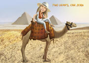Caricaturas de animais: desenho de caricatura de camelo digital personalizado