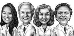 Caricatura di infermiera in stile bianco e nero