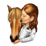 طبيب بيطري مع رسم الحصان