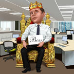 Boss Cartoon als koning op de troon