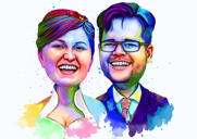 Portrait caricatural arc-en-ciel de 2 personnes