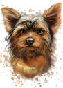 Yorkie Terrier in Natural Watercolor Hand Drawn from Photos