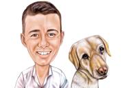 Owner with Labrador Portrait Drawing