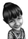 Behandla som ett barn tecknad filmporträtt i svartvit digital stil från foton