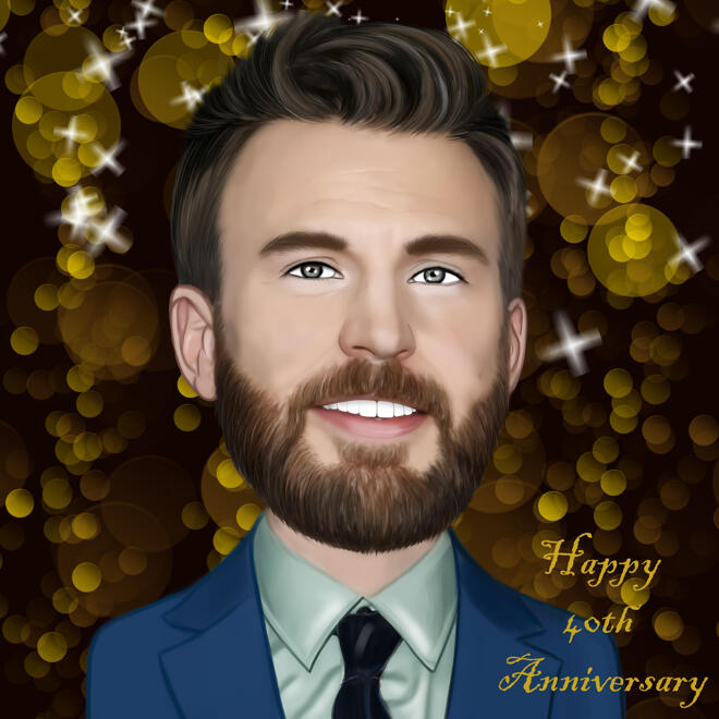 40th Birthday Caricature from Photos for Custom Card Gift