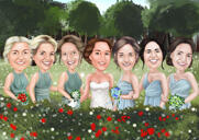 Caricatura das Damas de Honra como Presente a partir de Foto