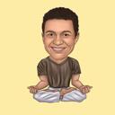 Yoga Person Karikatyr från Foto med En Färgad Bakgrund