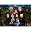 Caricatura de grupo de Halloween a partir de fotos