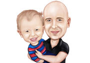 Father with Baby Kid Cartoon Drawing