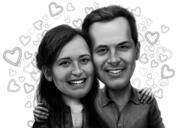Förlovningskarikatyr från foton för jubileumspresent