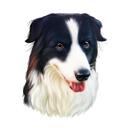 Collie Dog Caricature Cartoon in Colored Style from Photos