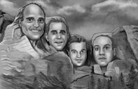 Mount Rushmore Cartoon Portrait Drawing from Photos