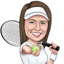 Head and Shoulders Tennis Player Caricature