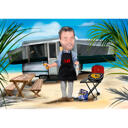 Outdoor Person Caricature in Full Body Colored Style from Personalized Photos