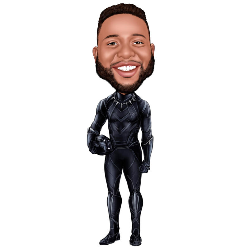 Colored Full Body Caricature from Photos for Black Panther Fans