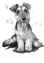 Graphite Fox Terrier Full Body Portrait van foto's in aquarelstijl
