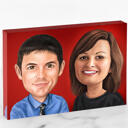 Two Persons Cartoon Portrait from Photos in Color Style on Canvas