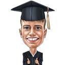 Caricature drôle et exagérée d'un cadeau de fin d'études