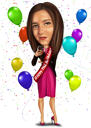 18th Birthday Caricature Gift in Full Body Color Style from Photo