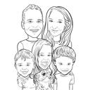 Line Exaggerated Family Caricature