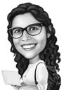Özel Programcı Uzman Tüccar Hediyesi için Siyah Beyaz Stilde Bilgisayar Yabancı Karikatürü
