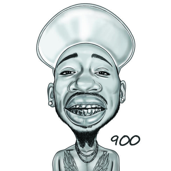 Exaggerated Caricature in Black and White Style