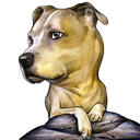 Ritratto di cartone animato di Staffordshire Bull Terrier: stile matite