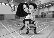 Sărut romantic pe obraz Cuplu desen în stil alb-negru