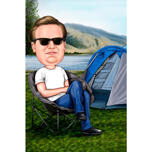 Outdoor Holiday Zelt Camping Karikatur der Person handgezeichnet in farbigem Stil