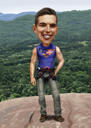 Hiking Caricature with Background