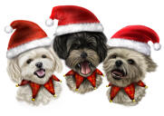 Kerst Huisdieren Groepskarikatuur