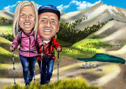 Friends Caricature Portrait with Nature View