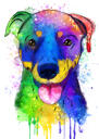 Rottweiler-muotokuva Rainbow-akvarellityylillä valokuvasta