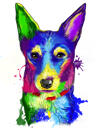 Caricatura ad acquerello di Basenji arcobaleno