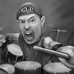 Caricatura esilarante del batterista dalle foto - Regalo personalizzato per batterista