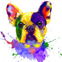 Franse Bulldog Portret Aquarel Stijl