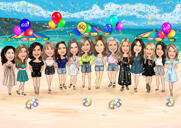 Office Birthday Caricature Card with Colleagues