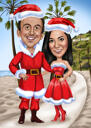 Christmas Couple Caricature with Winter Background