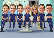 Caricature du groupe de médecins du corps entier