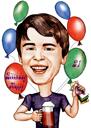 Birthday Person Caricature as Holding a Glass of Wine